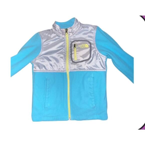 The North Face Denali Fleece Light Jacket, Girl's Size XS (6) Blue and Yellow - Picture 1 of 6